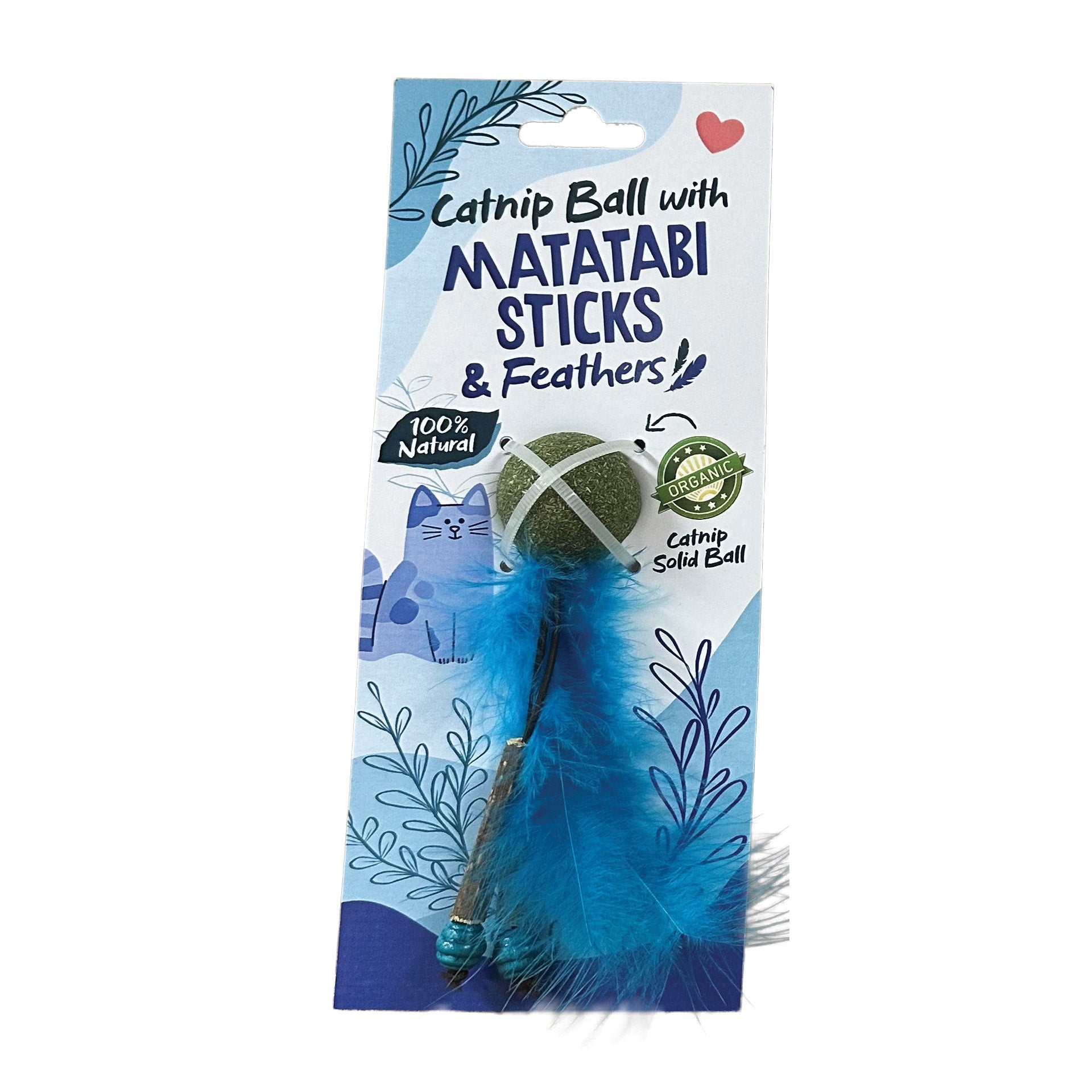 Organic Catnip Ball with Matatabi Sticks and Feathers